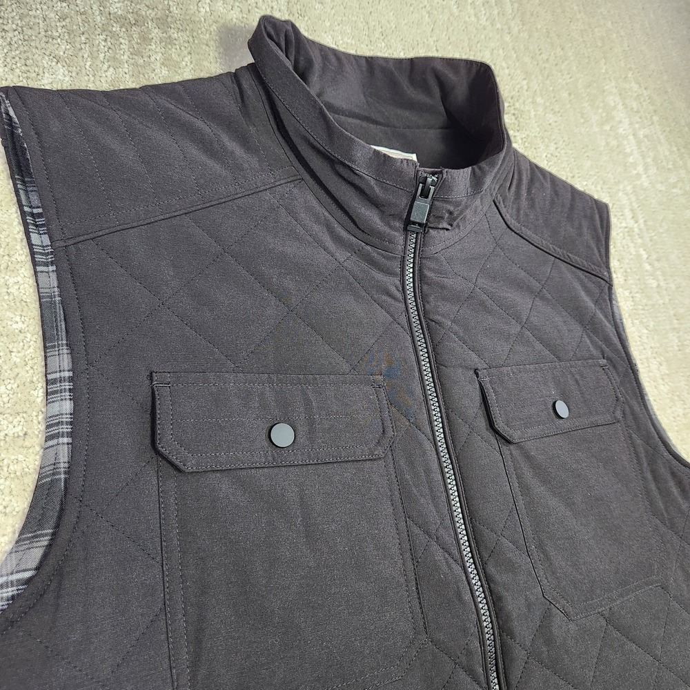 Flag & Anthem Vest Men XL Black Diamond Quilted Flannel‎ Lined Black Woven NEW